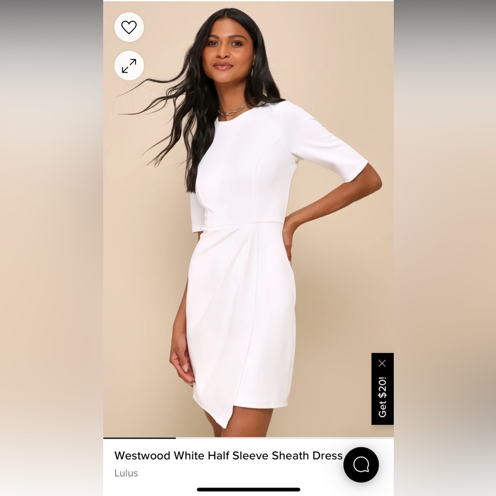 Lulus. Quarter sleeve white dress. Size medium.